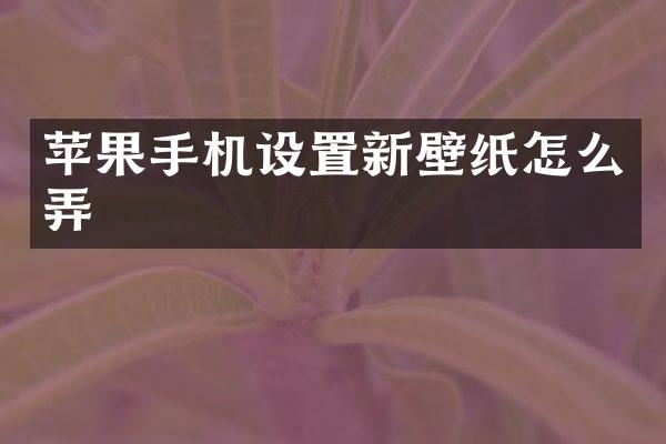 苹果手机设置新壁纸怎么弄