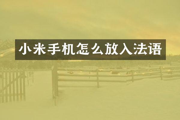 小米手机怎么放入法语