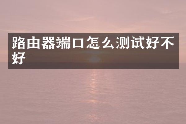 路由器端口怎么测试好不好