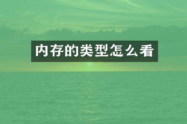 内存的类型怎么看