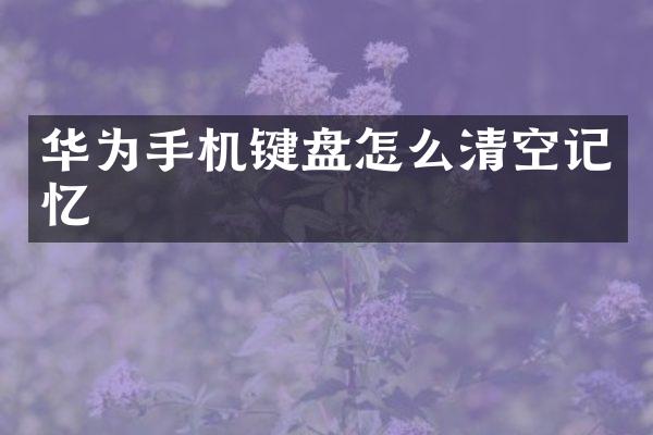 华为手机键盘怎么清空记忆