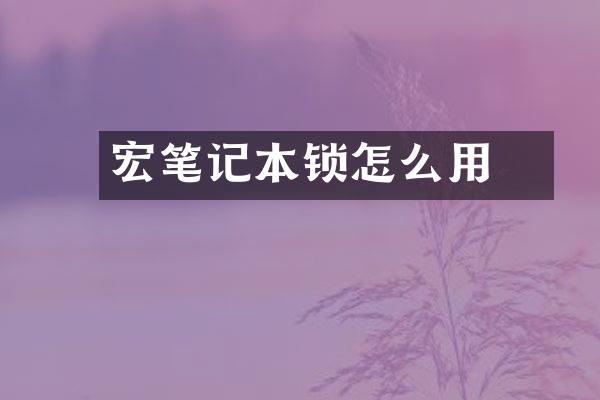 宏碁笔记本锁怎么用