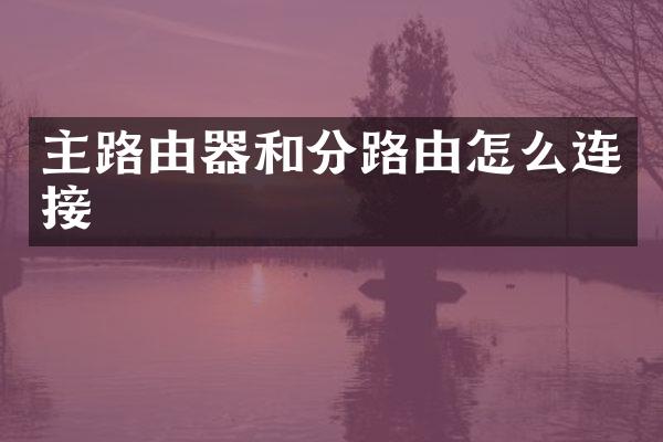主路由器和分路由怎么连接