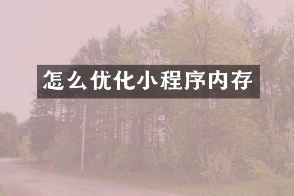 怎么优化小程序内存