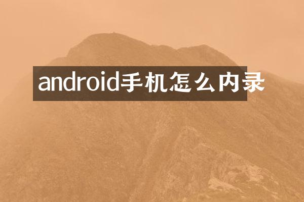 android手机怎么内录