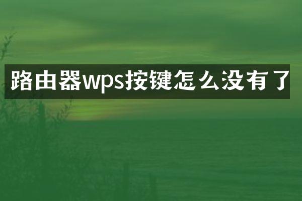 路由器wps按键怎么没有了