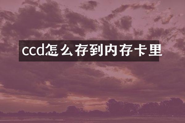 ccd怎么存到内存卡里