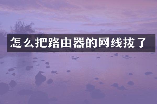 怎么把路由器的网线拔了