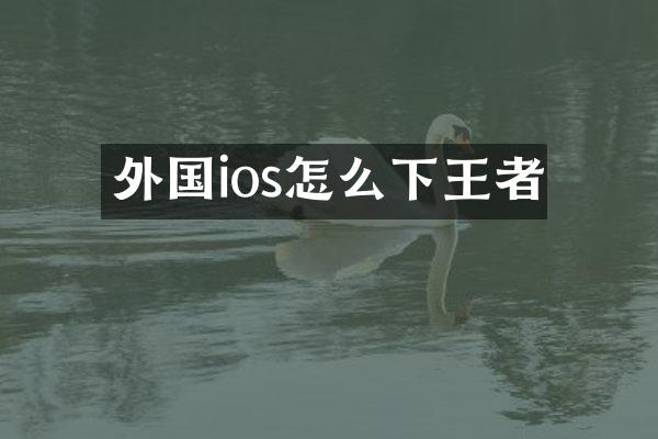 外国ios怎么下王者