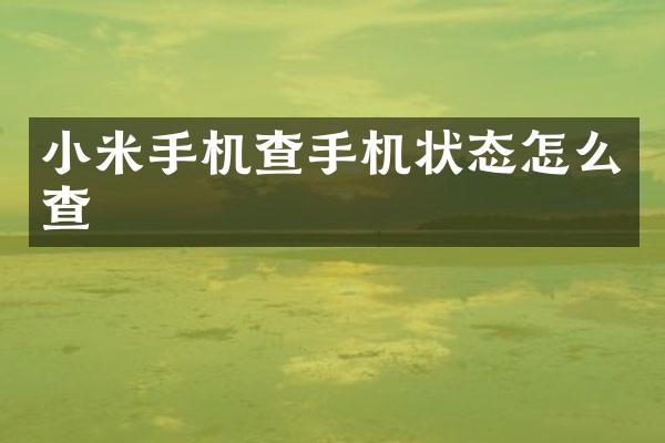 小米手机查手机状态怎么查