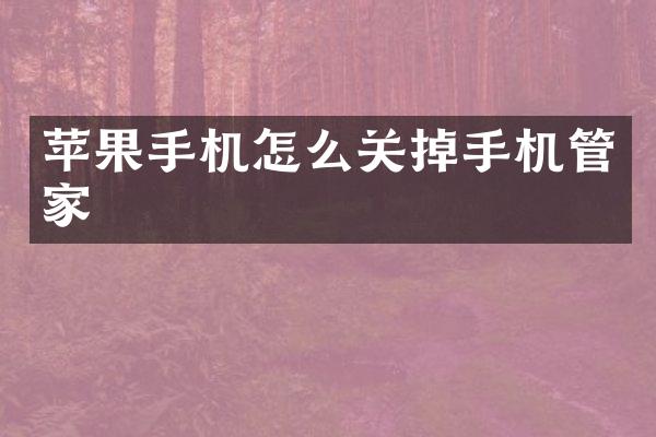苹果手机怎么关掉手机管家