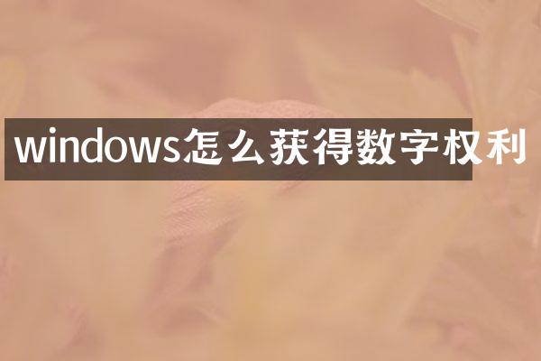 windows怎么获得数字权利