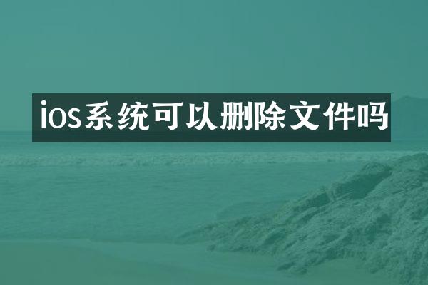 ios系统可以删除文件吗