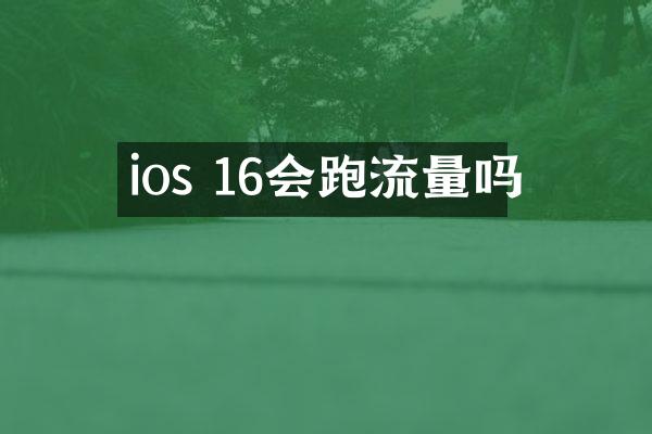 ios 16会跑流量吗