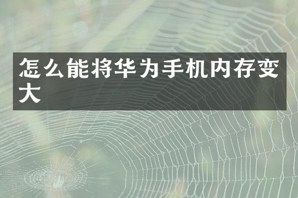 怎么能将华为手机内存变大