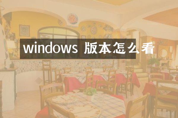 windows 版本怎么看