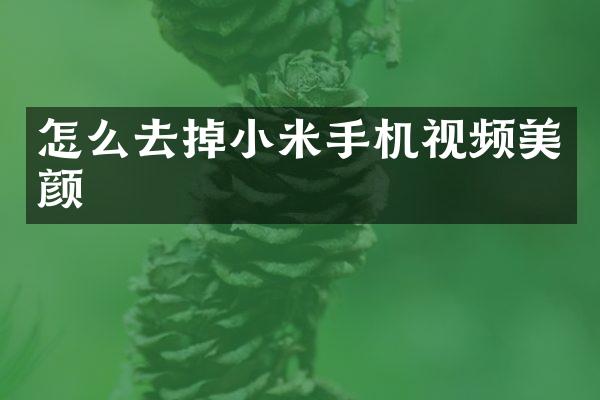 怎么去掉小米手机视频美颜