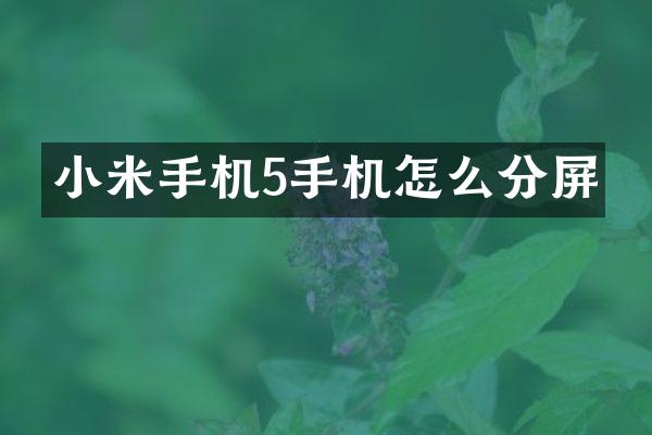 小米手机5手机怎么分屏