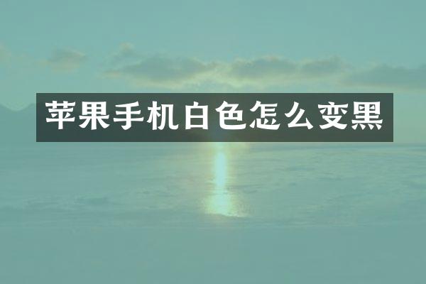 苹果手机白色怎么变黑