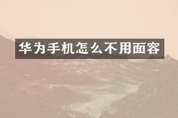 华为手机怎么不用面容