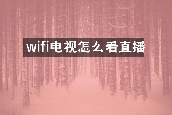 wifi电视怎么看直播