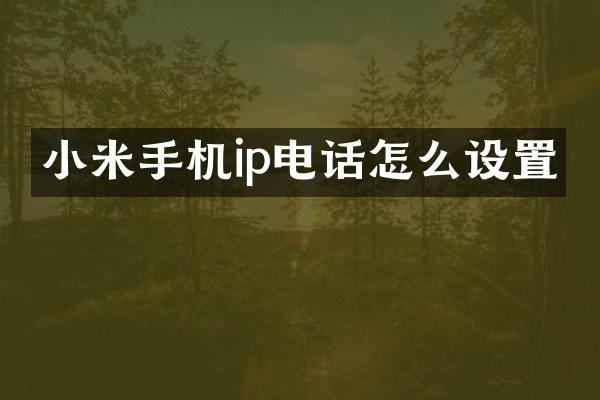 小米手机ip电话怎么设置