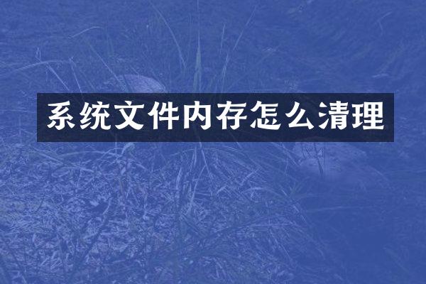 系统文件内存怎么清理