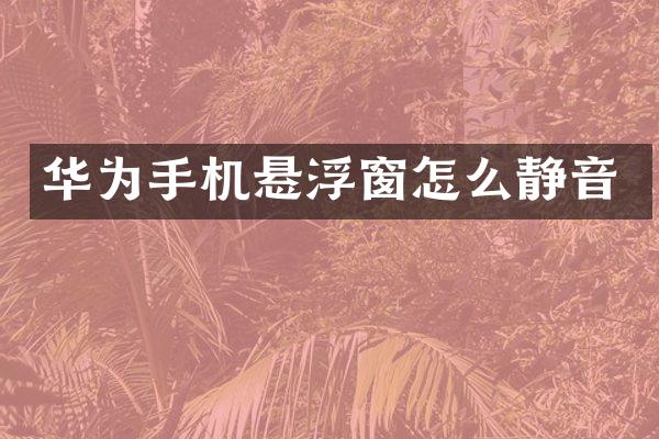 华为手机悬浮窗怎么静音