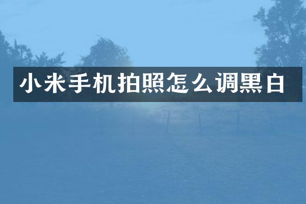 小米手机拍照怎么调黑白