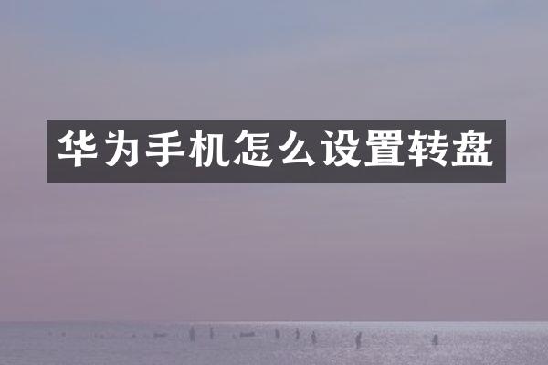 华为手机怎么设置转盘