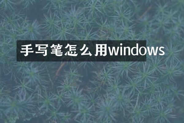 手写笔怎么用windows