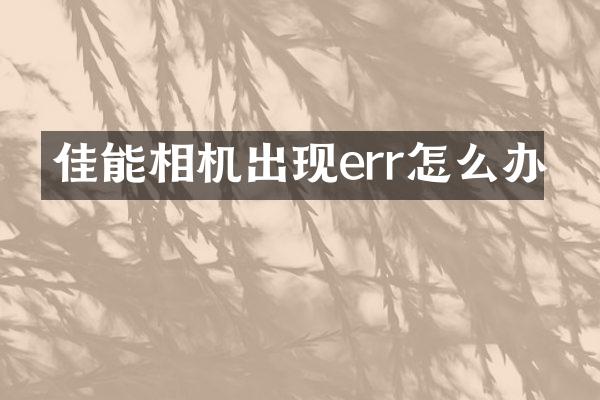 佳能相机出现err怎么办