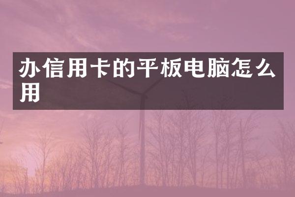 办信用卡的平板电脑怎么用