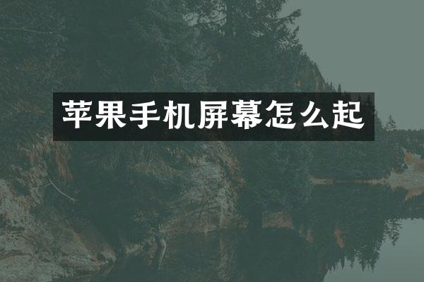 苹果手机屏幕怎么起