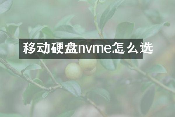 移动硬盘nvme怎么选