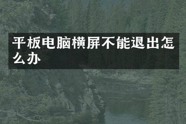 平板电脑横屏不能退出怎么办