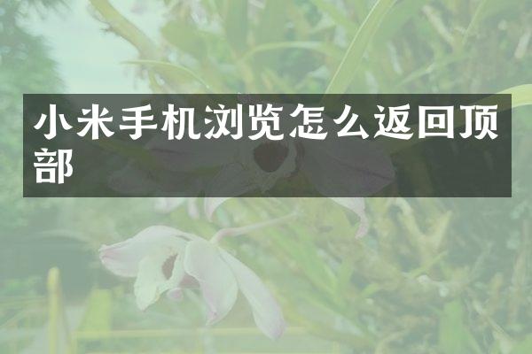 小米手机浏览怎么返回顶部