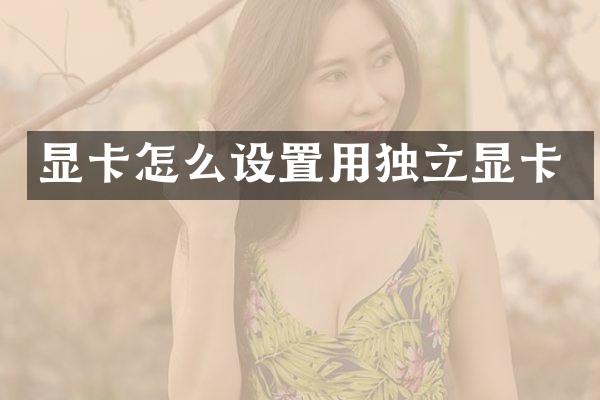 显卡怎么设置用独立显卡