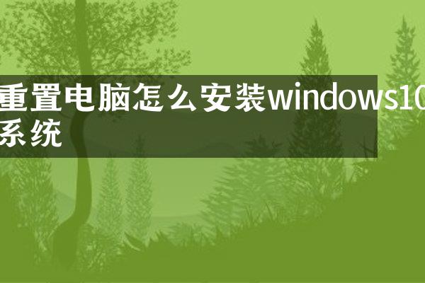 重置电脑怎么安装windows10系统