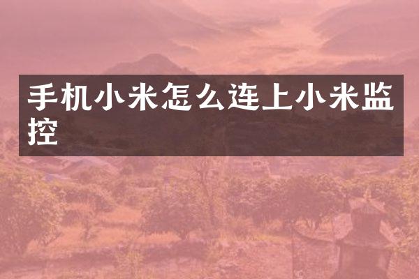 手机小米怎么连上小米监控
