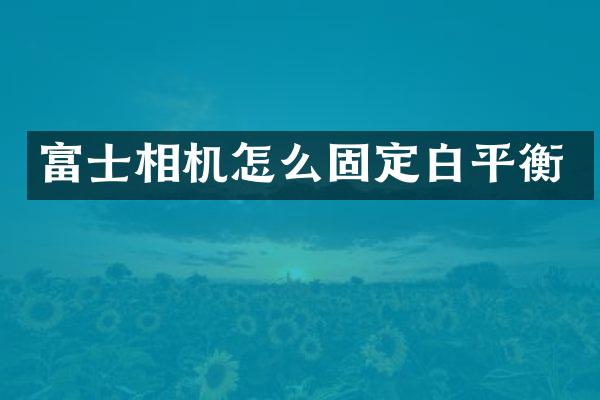 富士相机怎么固定白平衡