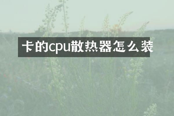 卡的cpu散热器怎么装