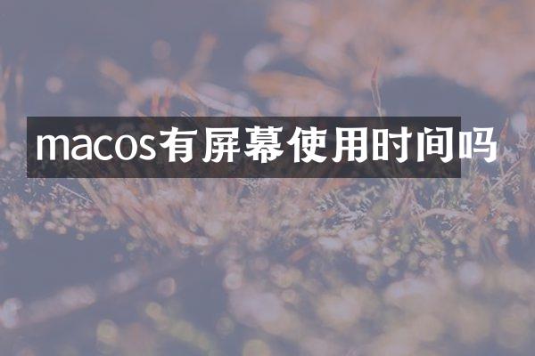 macos有屏幕使用时间吗