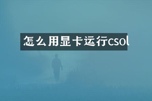 怎么用显卡运行csol