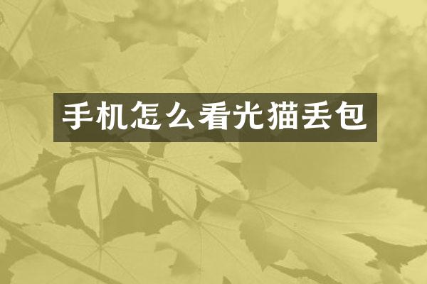 手机怎么看光猫丢包