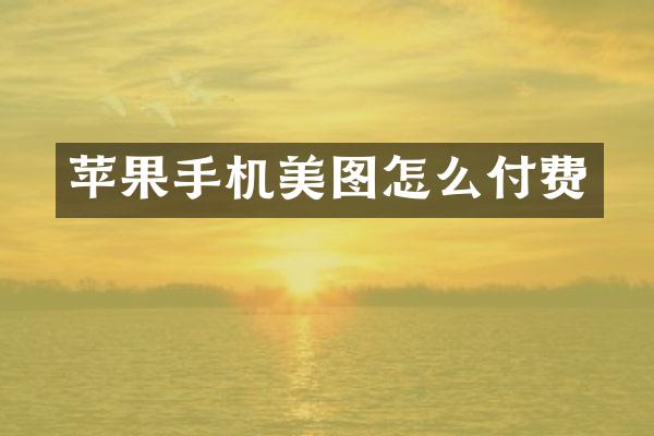 苹果手机美图怎么付费