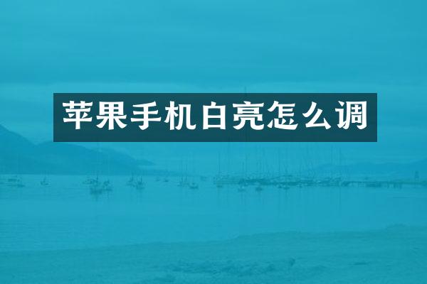 苹果手机白亮怎么调