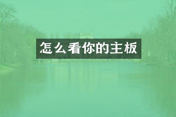 怎么看你的主板