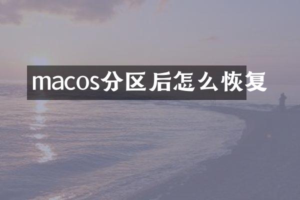 macos分区后怎么恢复