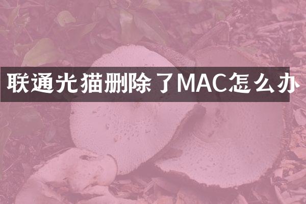 联通光猫删除了MAC怎么办